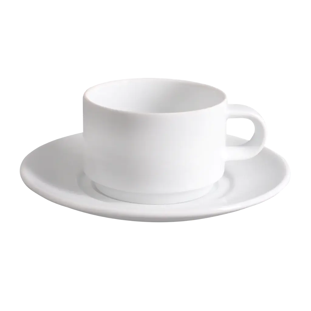 Kaffeetasse mit Unterteller stapelbar 0,18 l System Plus
