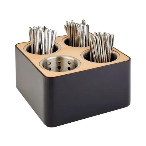 Besteckbehälter mit 4 Fächer, Holz